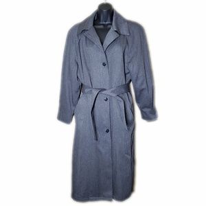 London Fog Gray Belted Cape Trench Coat